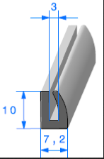 Calage de glace 10X7,2 pour tôle ou plexi de 3mm JC135