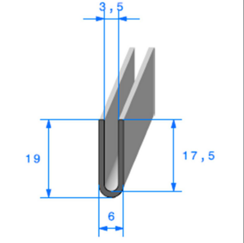 Calage de glace pour vitre, tôle ou plexi de 3,5mm 19X6 mm JC145